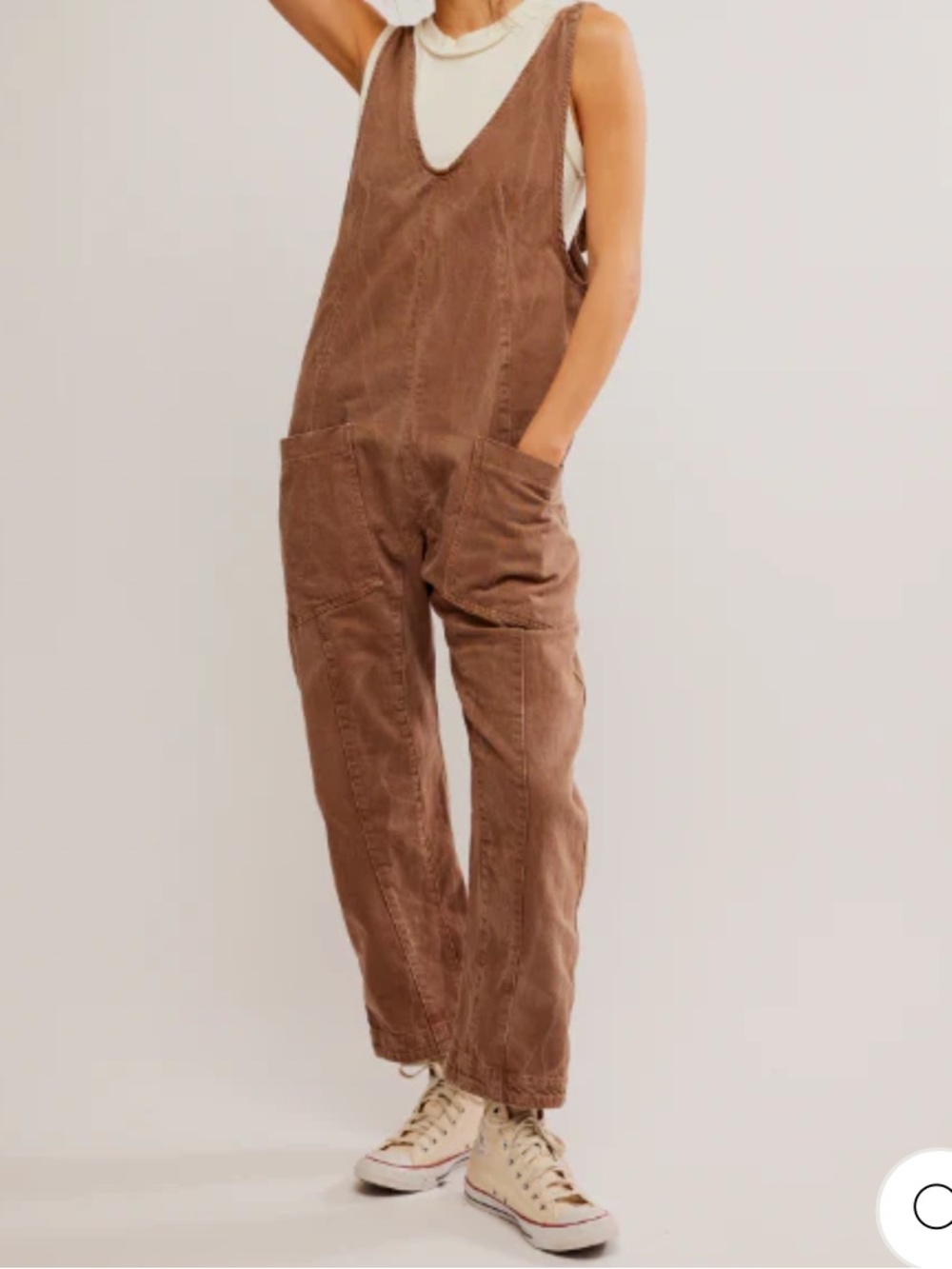 Free People High Roller Jumpsuit Brown Size Small NWOT Corduroy Overalls - Picture 3 of 6
